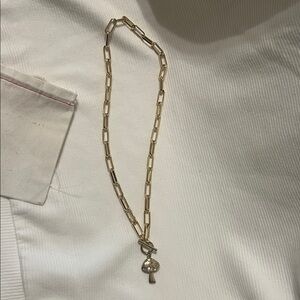 Erin McDermott Gold Link Lucky Mushroom Toggle Necklace